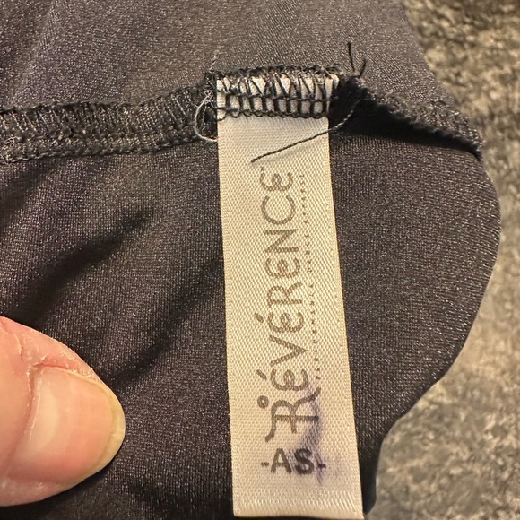 Reverence Bodysuit Dance costume. Black with red velour type pattern.  Size AS. - Picture 5 of 7